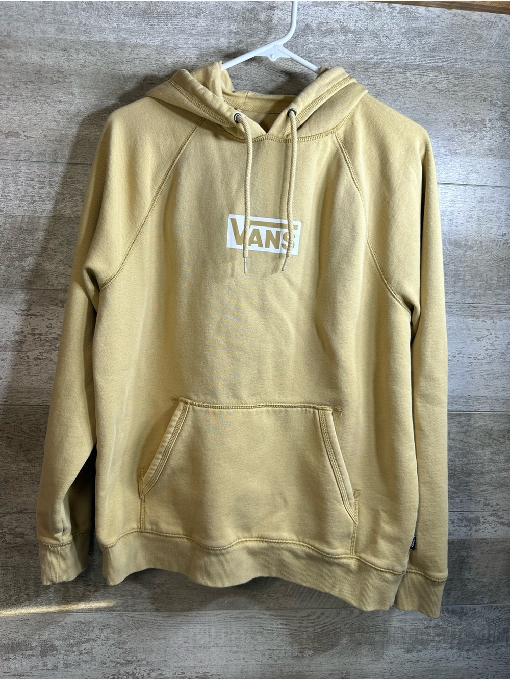 Vans Versa Standard Hoodie Pastel Yellow Cream Box Logo Mens Size Medium